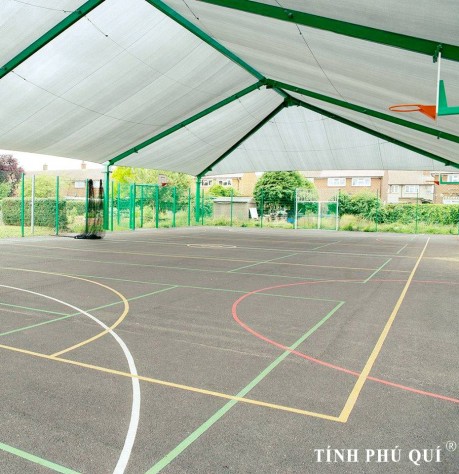 Sơn sàn thể thao - pickleball với 2 lớp sơn cao su Cushion chống nứt MIXSPORTS trên nền nhựa